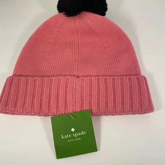 Kate Spade New York Pink & Black Pom Pom Beanie - Picture 7 of 8